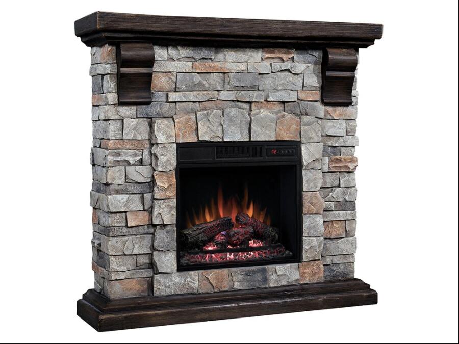 Denali Stone Electric Fireplace Mantel Package in Brushed Dark Pine - 18WM10400-I601