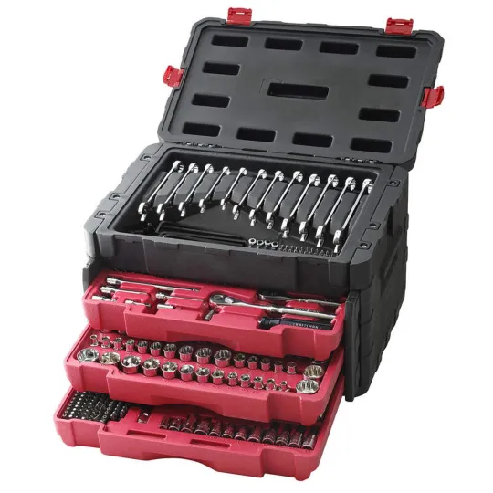 450 Piece Mechanic's Tool Set & Metric With 3 Drawer Case New Free Shipping.