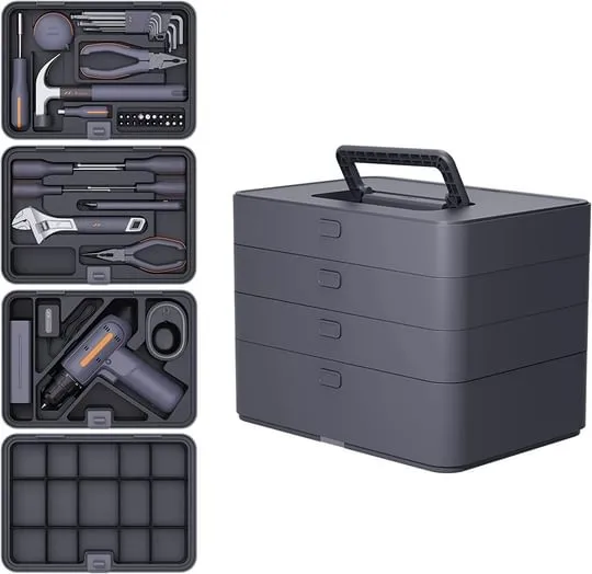 Home Repair Tool Kit Set of 97 Pieces with Cordless Power Drill for House Renovation