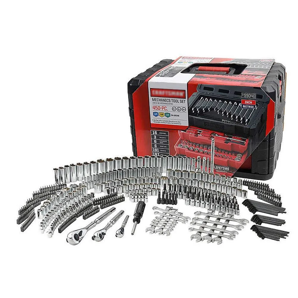 450 Piece Mechanic's Tool Set & Metric With 3 Drawer Case New Free Shipping.