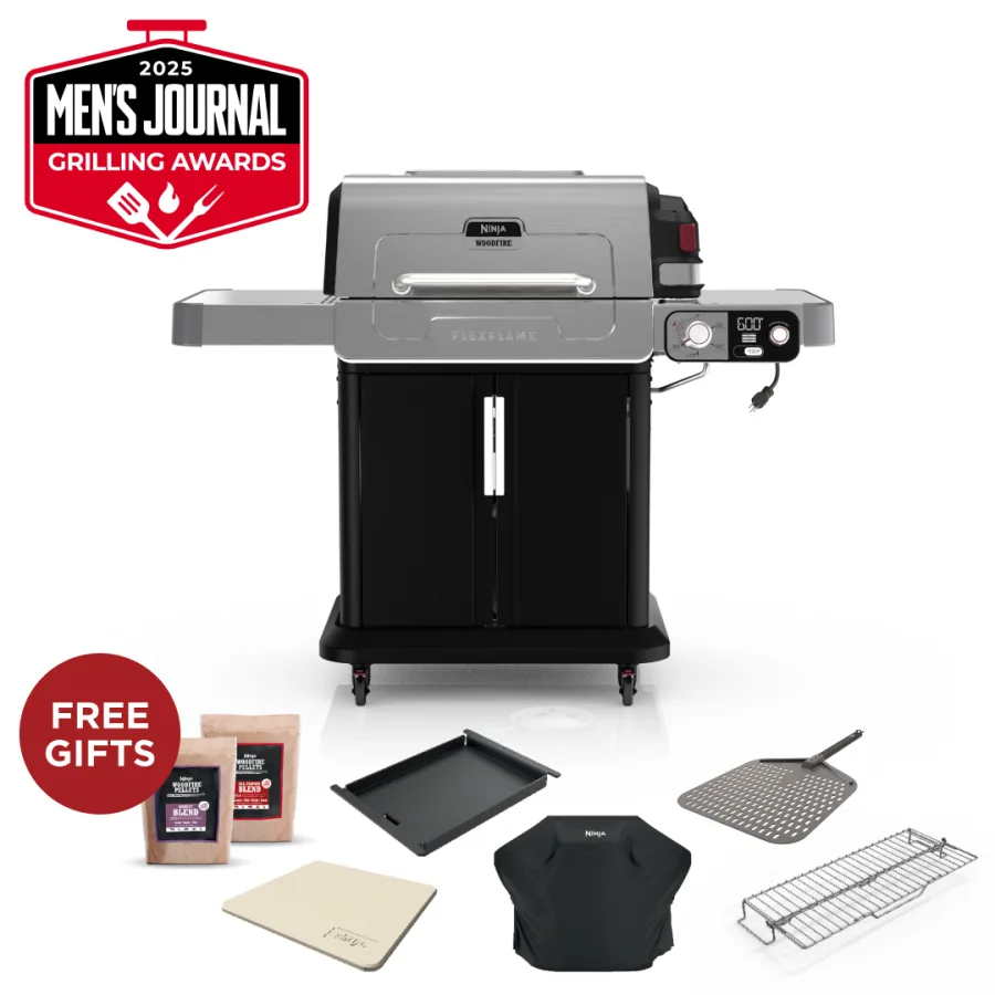 Ninja™ FlexFlame™ Propane Grill & Outdoor 5-in-1 Cooking Bundle (Stainless Steel)
