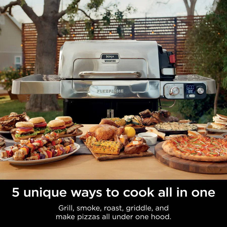 Ninja™ FlexFlame™ Propane Grill & Outdoor 5-in-1 Cooking Bundle (Stainless Steel)