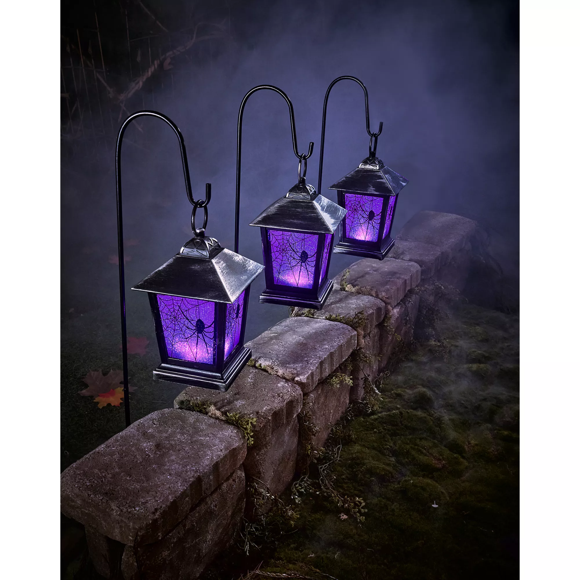 Purple LED Creepy Spider Lantern Pathway Markers - 3 Pack