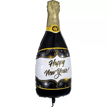 Happy New Year Bottle-Shaped Foil Balloon, 14in x 36in - New Year Bubbles
