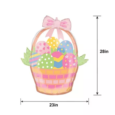 Easter Egg Basket Foil Balloon, 23in x 28in - Bunny Love