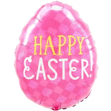 Pink & Blue Happy Easter Egg-Shaped Foil Balloon, 16in x 12in - Funny Bunny