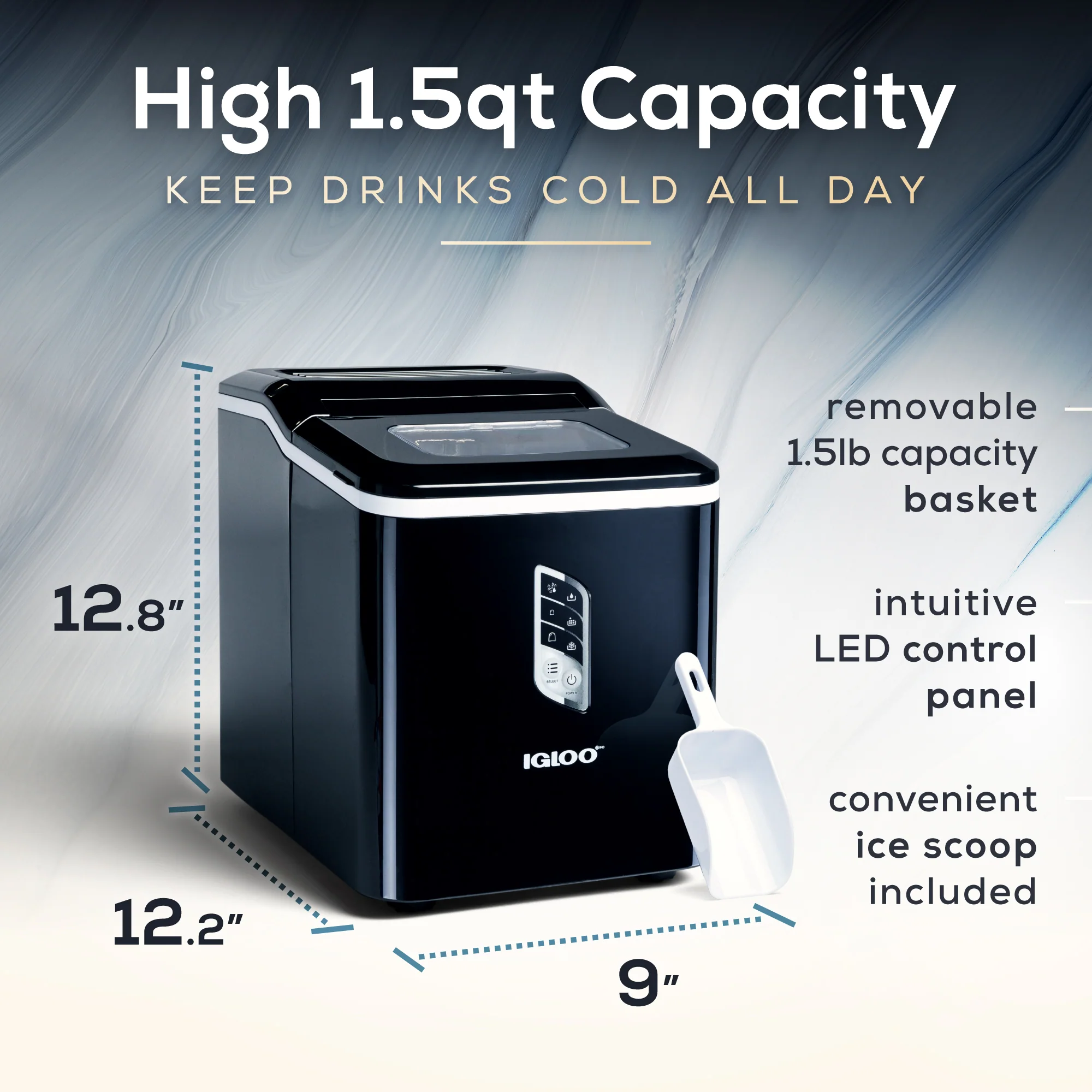 Igloo Automatic Self-Cleaning 26-Pound Ice Maker, Black