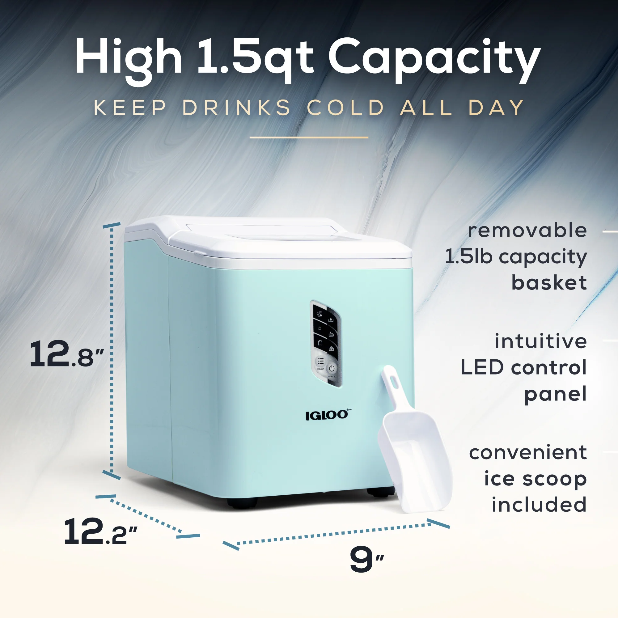 Igloo Automatic Self-Cleaning 26-Pound Ice Maker, Aqua
