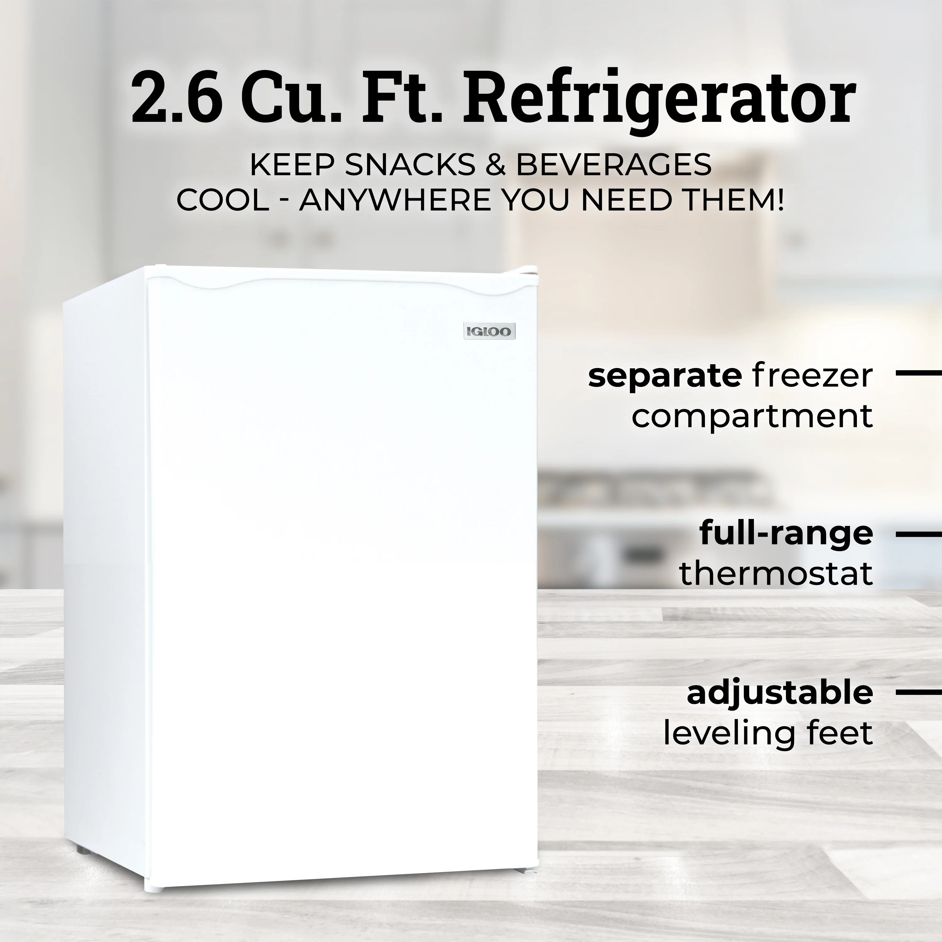 Igloo 2.6 Cu. Ft. Refrigerator w/ Freezer, White