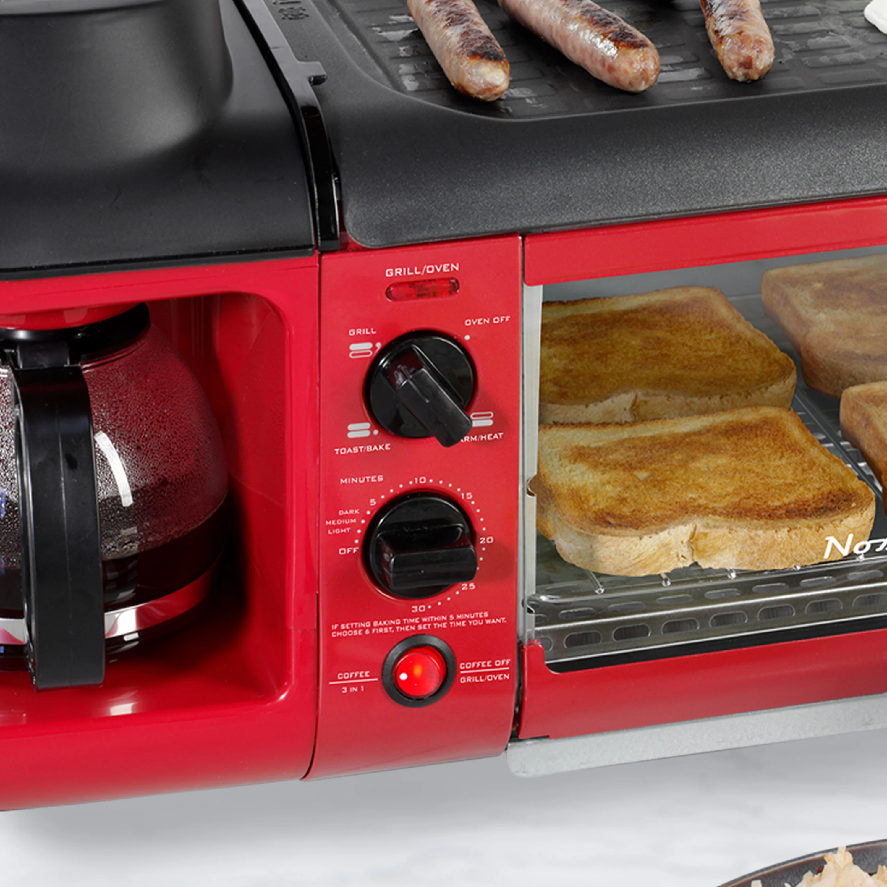 Retro 3-in-1 Family Size Breakfast Station, Retro Red