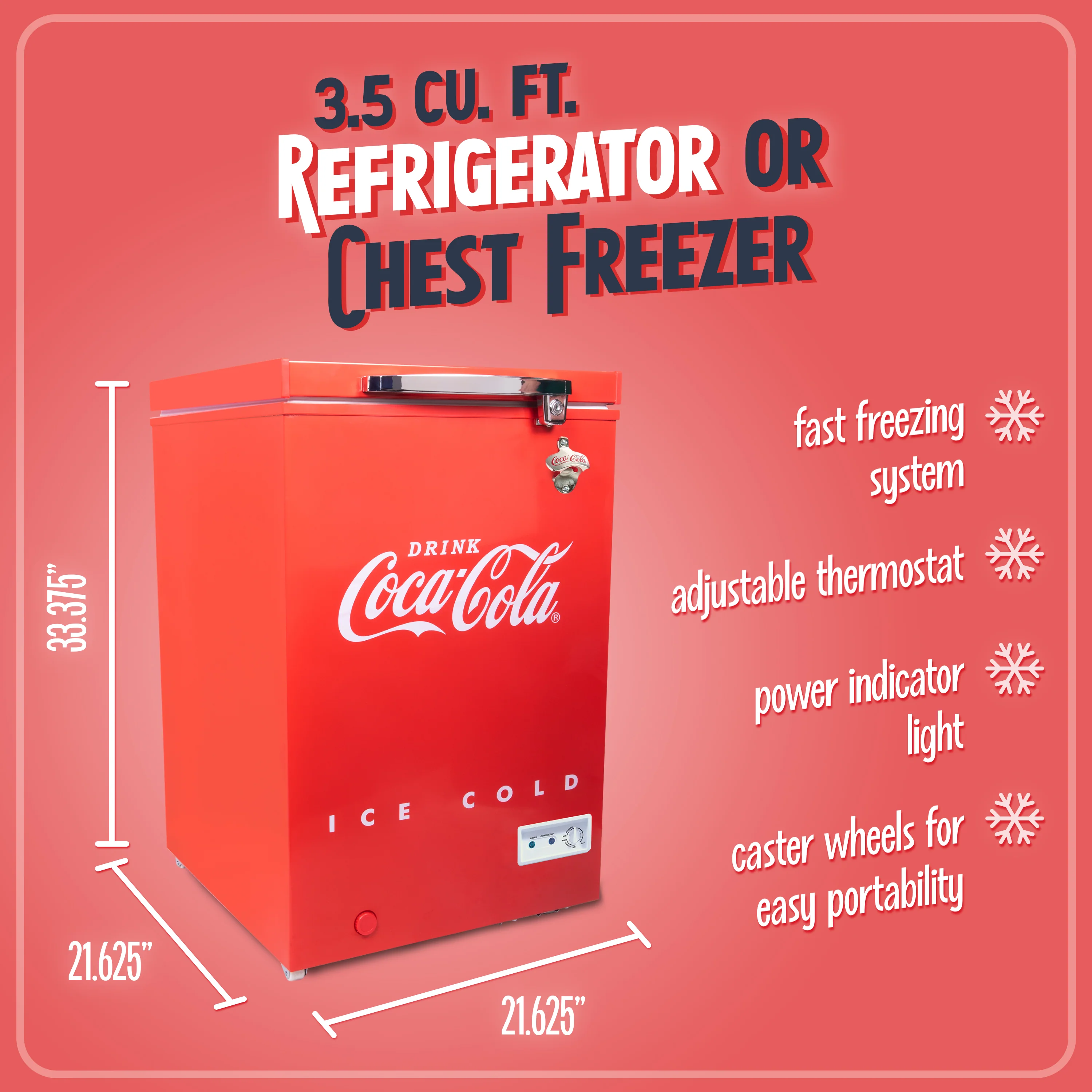 Coca-Cola 3.5 Cu.Ft. Refrigerator & Chest Freezer, Red