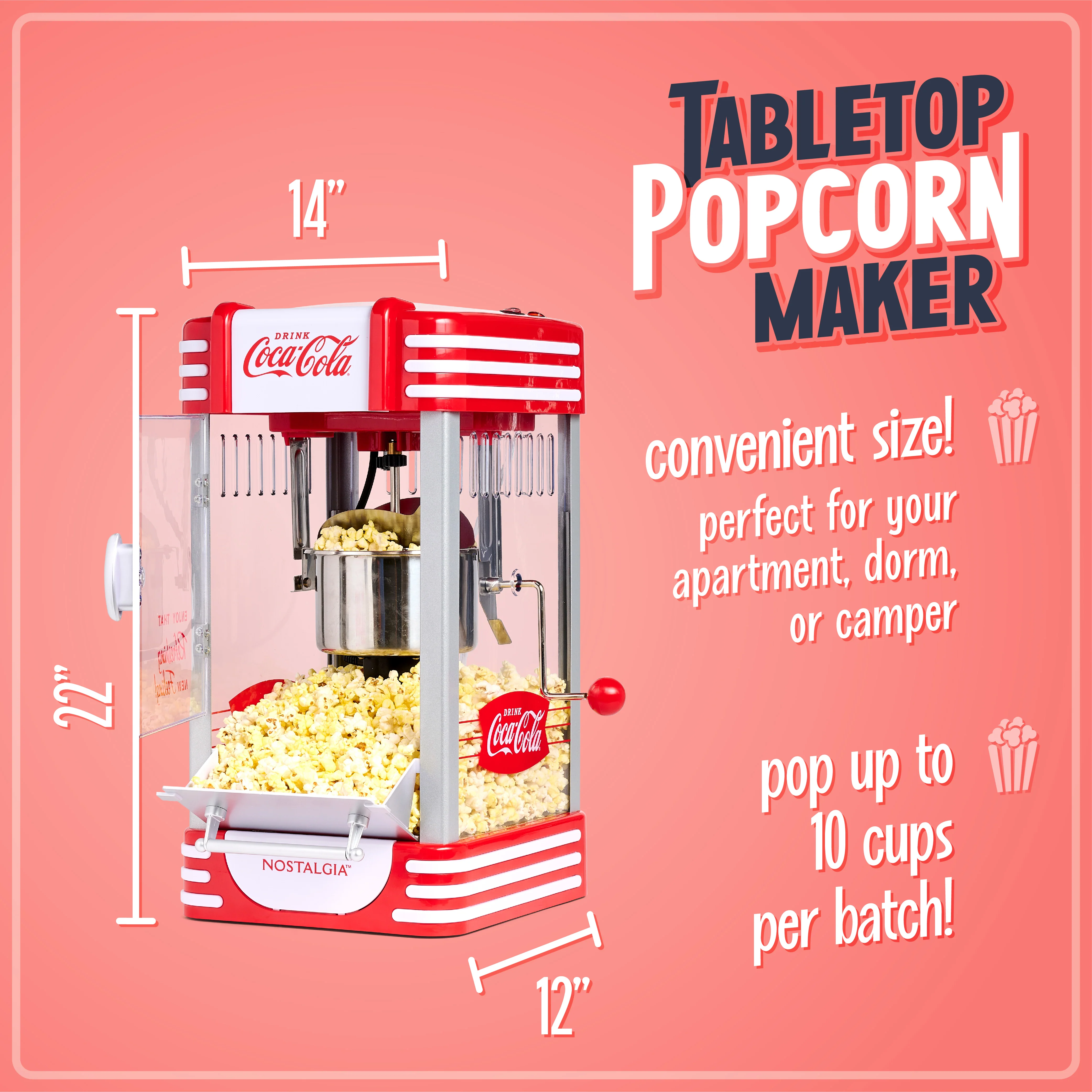 Coca-Cola 2.5-Oz. Kettle Popcorn Maker, Red
