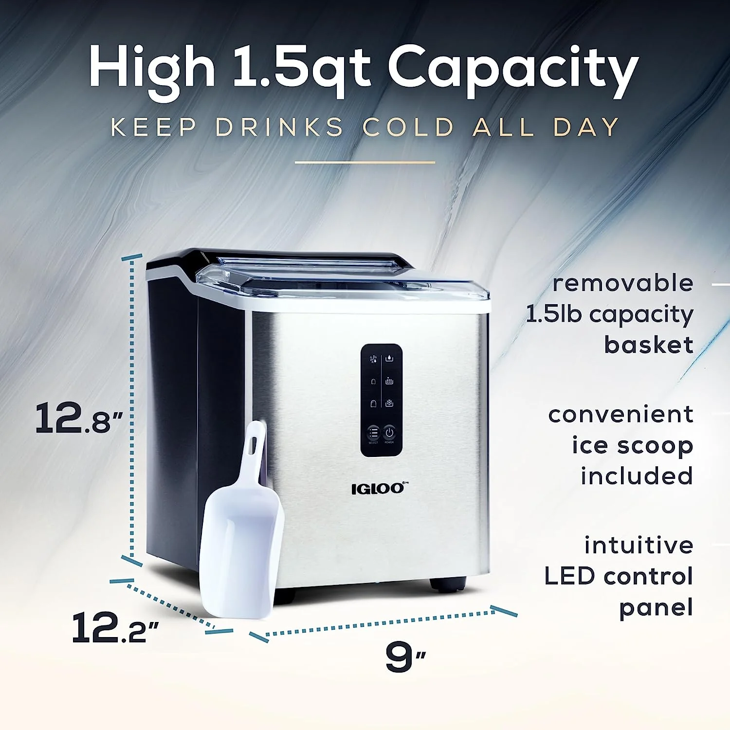 Igloo Automatic Self-Cleaning 26-Pound Ice Maker, Stainless
