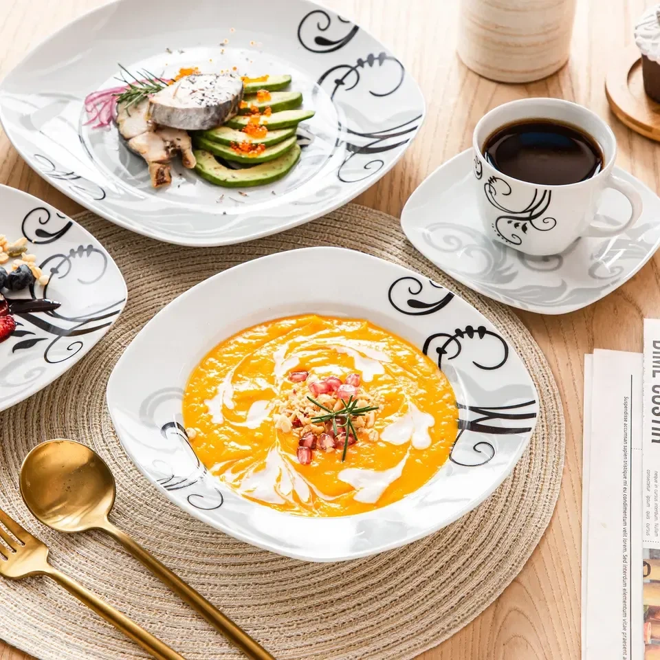 58pcs deluxe ceramic tableware set