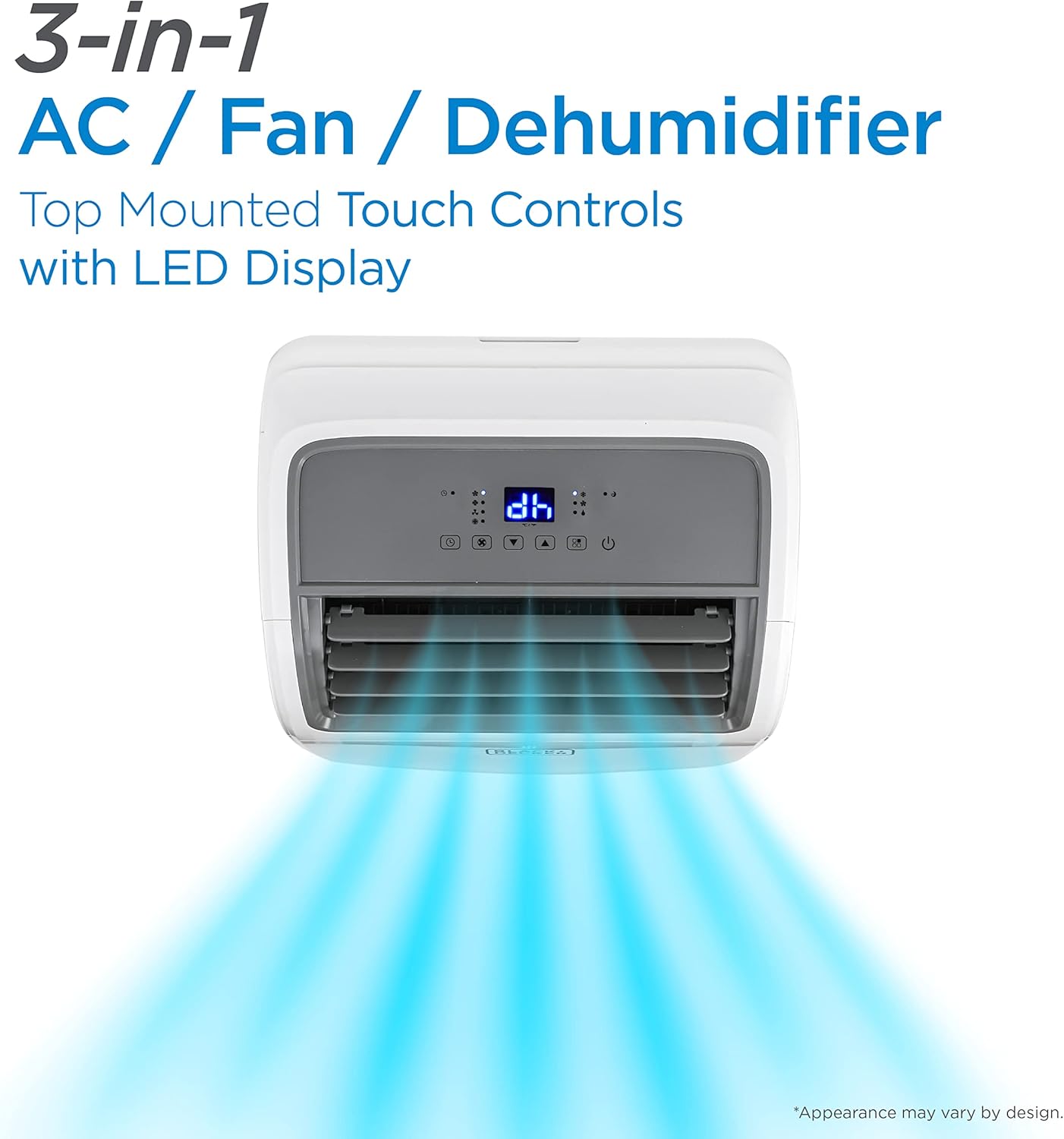 BLACK+DECKER Smart Portable Air Conditioner, 12,000 BTU for Rooms up to 550 Sq. Ft., Smart Portable AC with Follow Me Remote and Window Kit, BPACT12WT, White