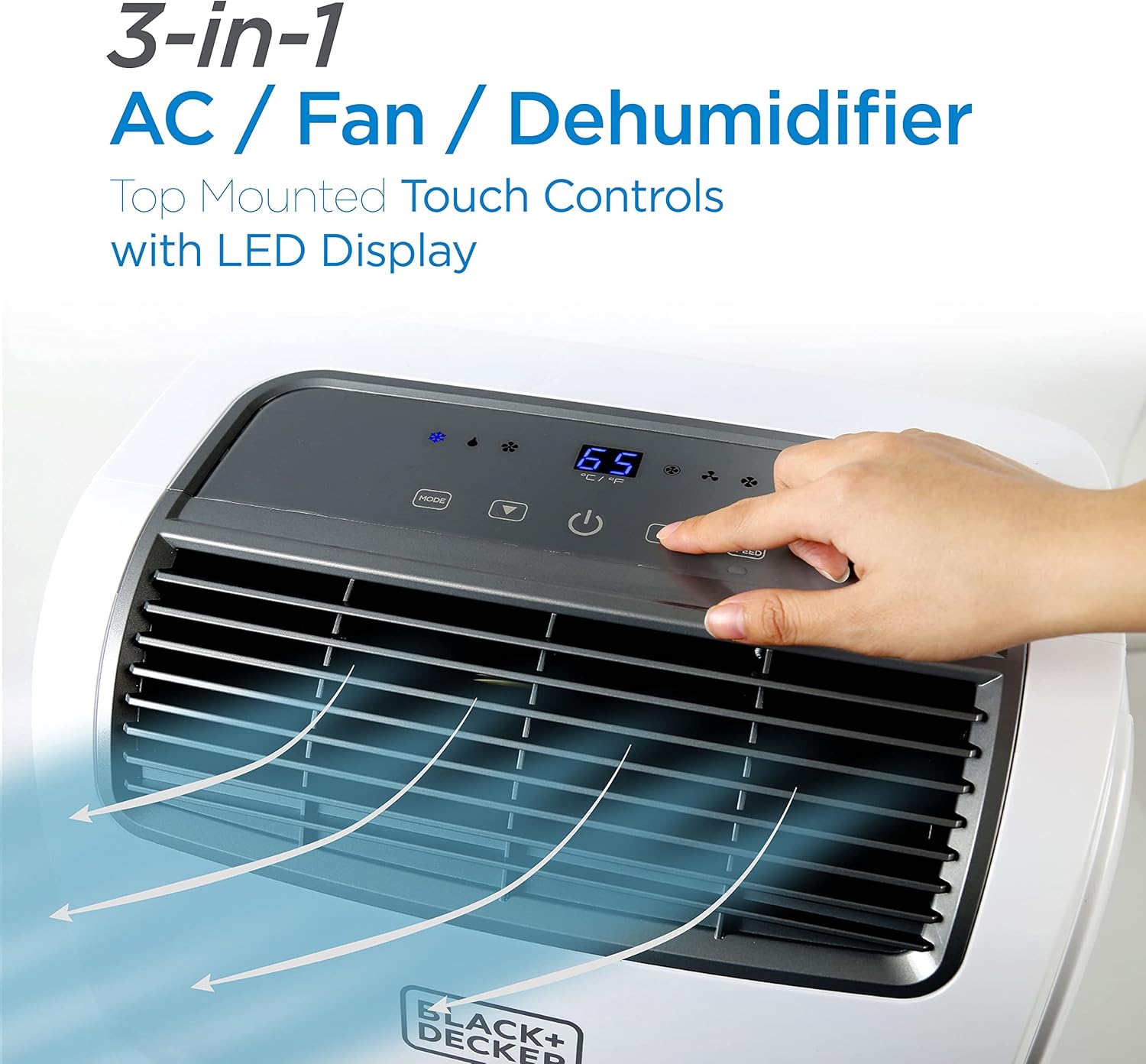 BLACK+DECKER Smart Portable Air Conditioner, 12,000 BTU for Rooms up to 550 Sq. Ft., Smart Portable AC with Follow Me Remote and Window Kit, BPACT12WT, White