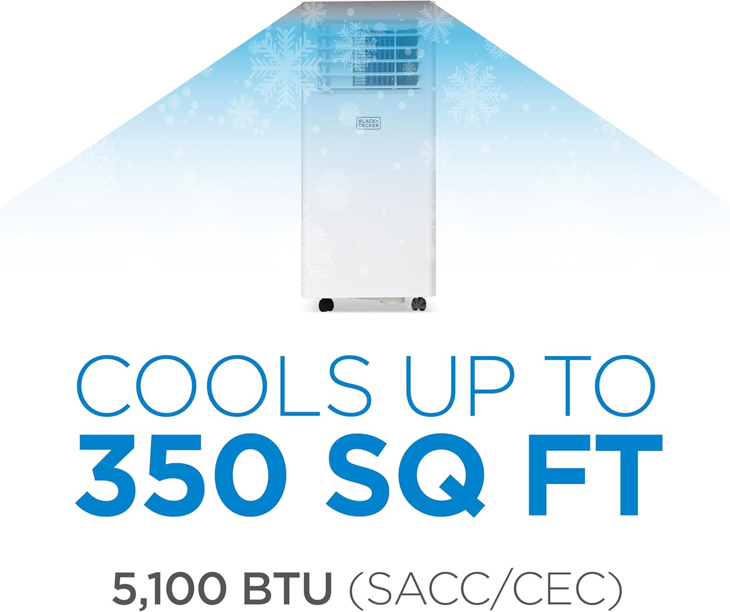 BLACK+DECKER Smart Portable Air Conditioner, 12,000 BTU for Rooms up to 550 Sq. Ft., Smart Portable AC with Follow Me Remote and Window Kit, BPACT12WT, White