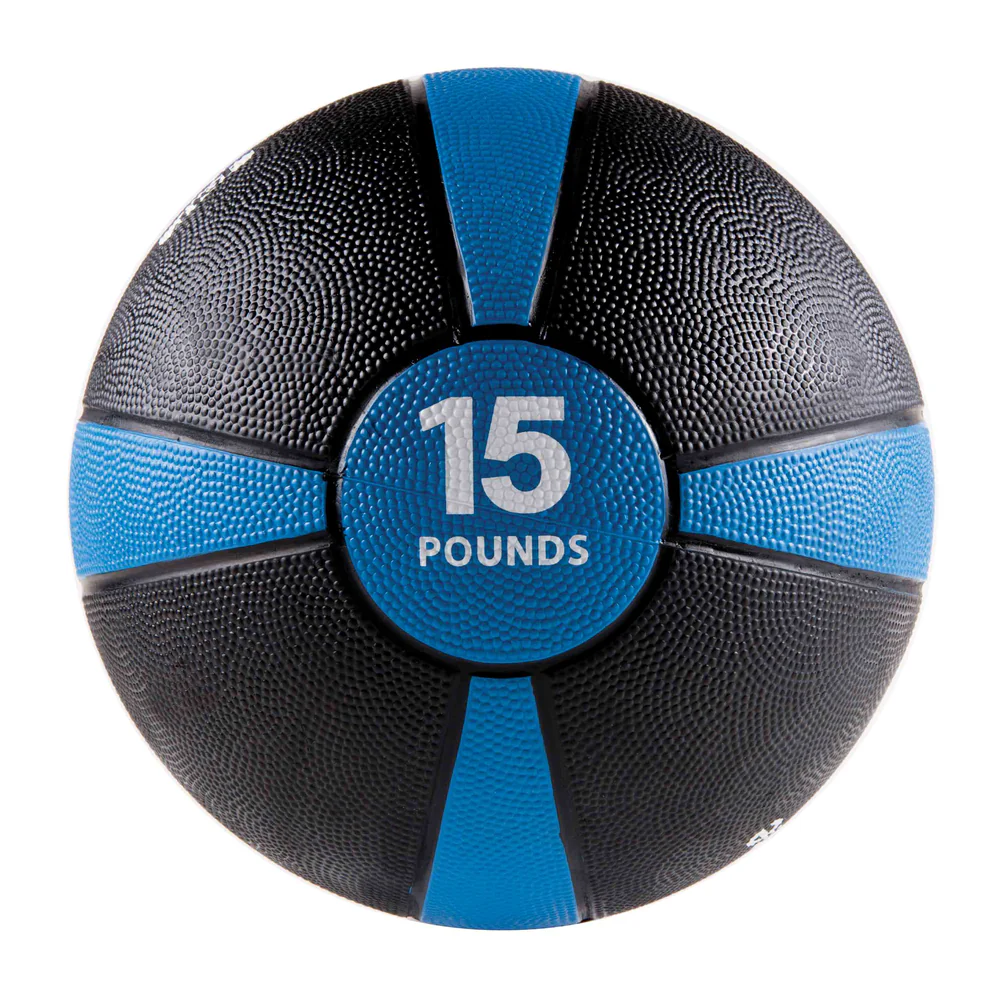 Rubber Medicine Ball 15LB Blue/Black