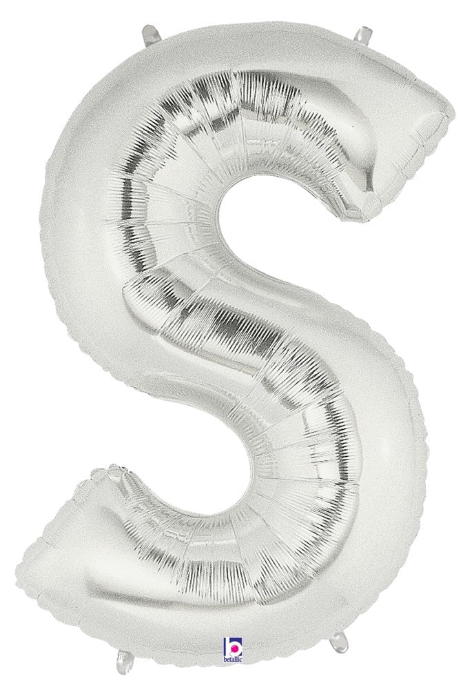 Betallic S Silver 34 inch Shaped Foil Balloon 1ct