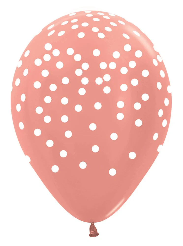 11 inch Sempertex White Confetti Rose Gold Latex 50ct