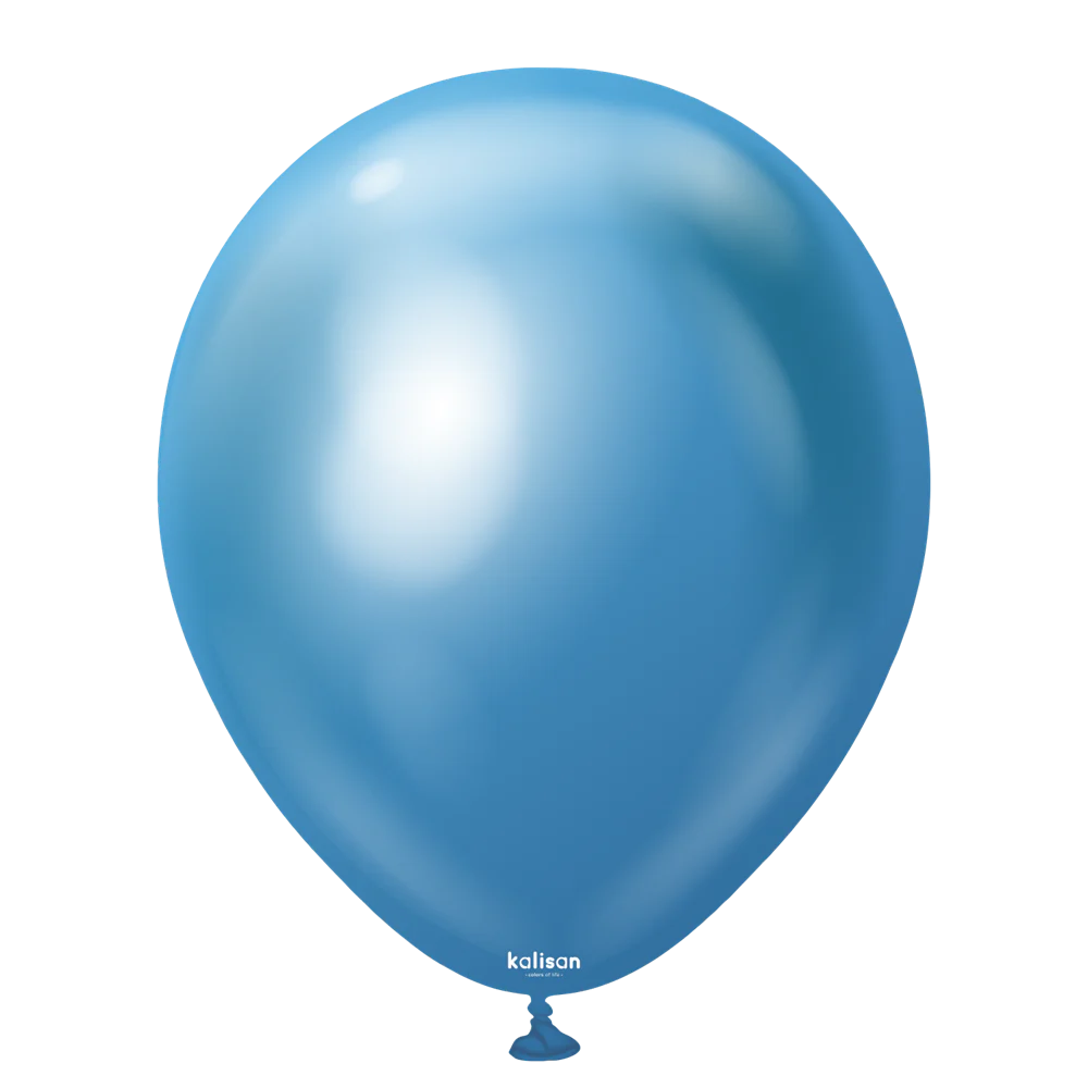 18 inch Kalisan Mirror Blue Latex Balloons 25ct
