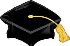 Anagram Black Grad Cap 31in Foil Balloon FLAT