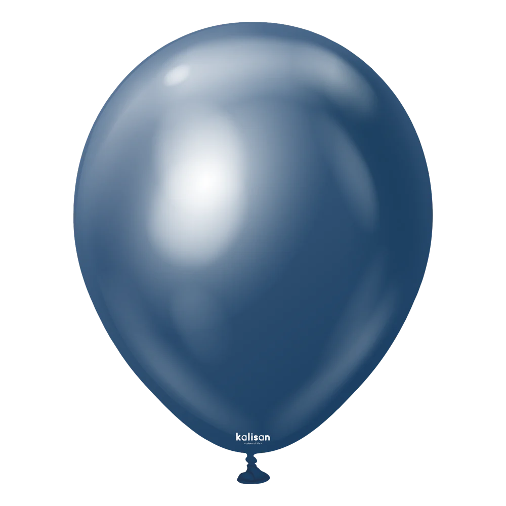 12 inch Kalisan Mirror Navy Latex Balloons 50ct