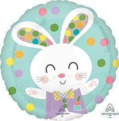 Anagram Spotted Easter Bunny 17in Foil Balloon FLAT
