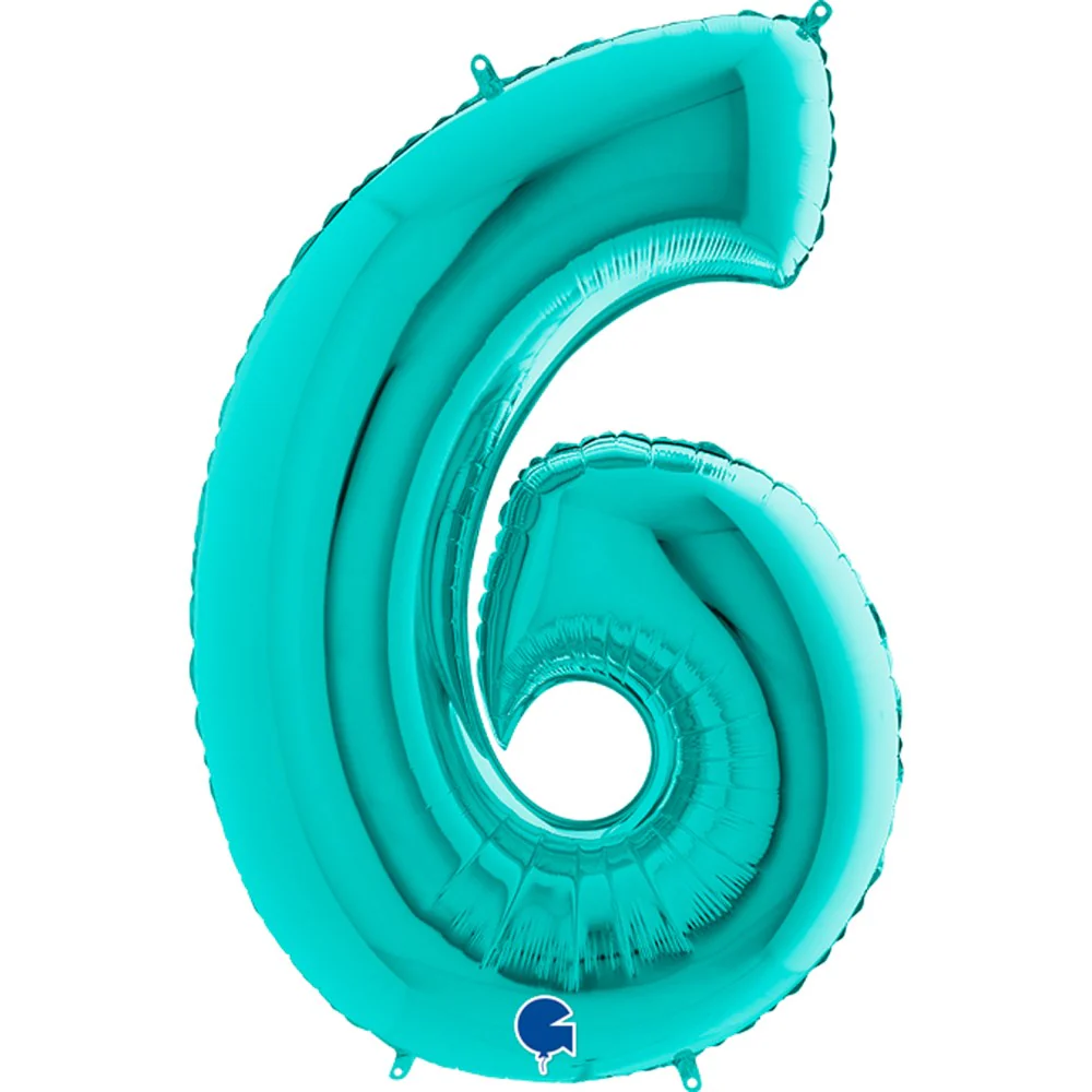 Grabo Tiffany Blue Jumbo Number Foil Balloon 40in - 6