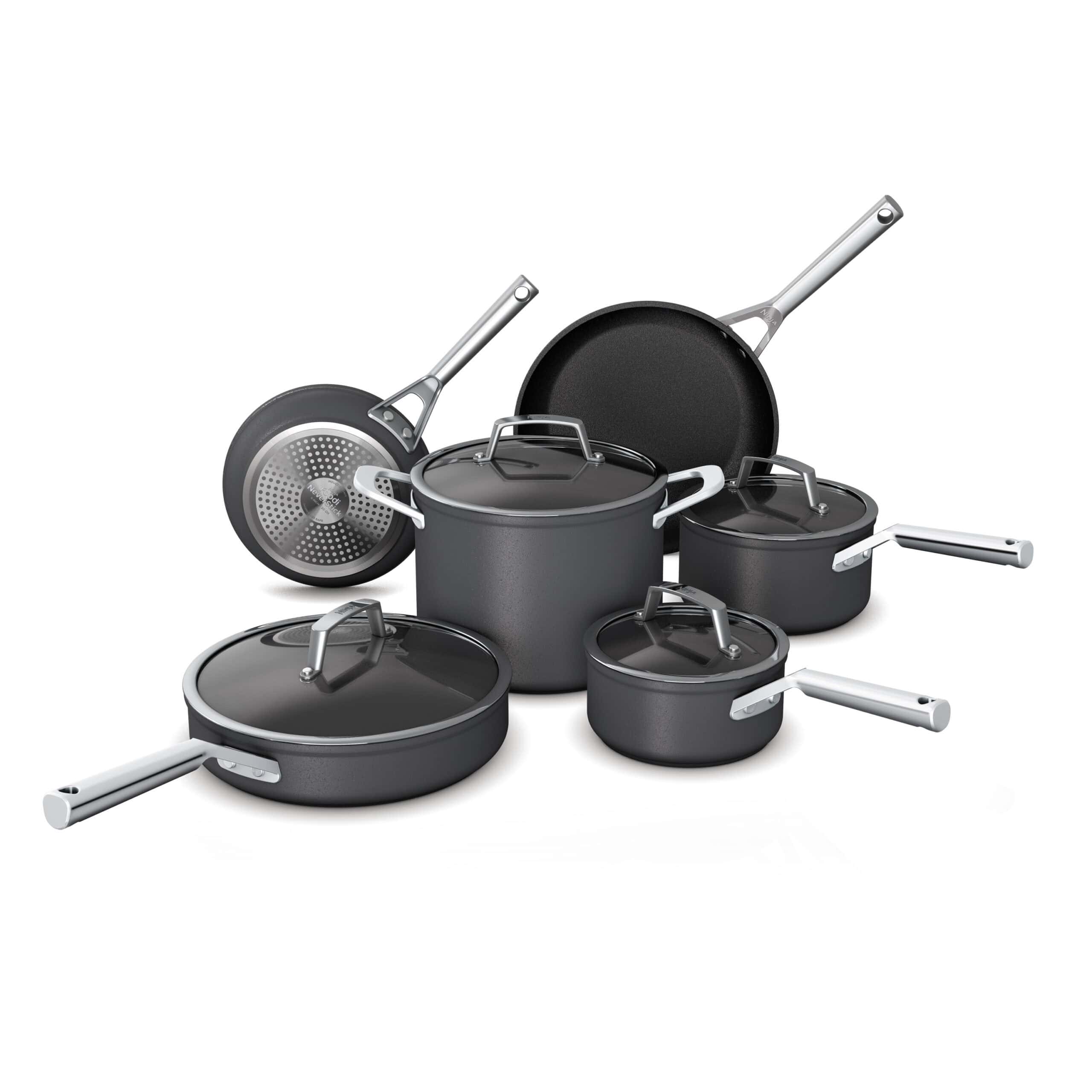Ninja Foodi NeverStick Premium Hard-Anodized 10-Piece Cookware Set, oven safe to 500°F