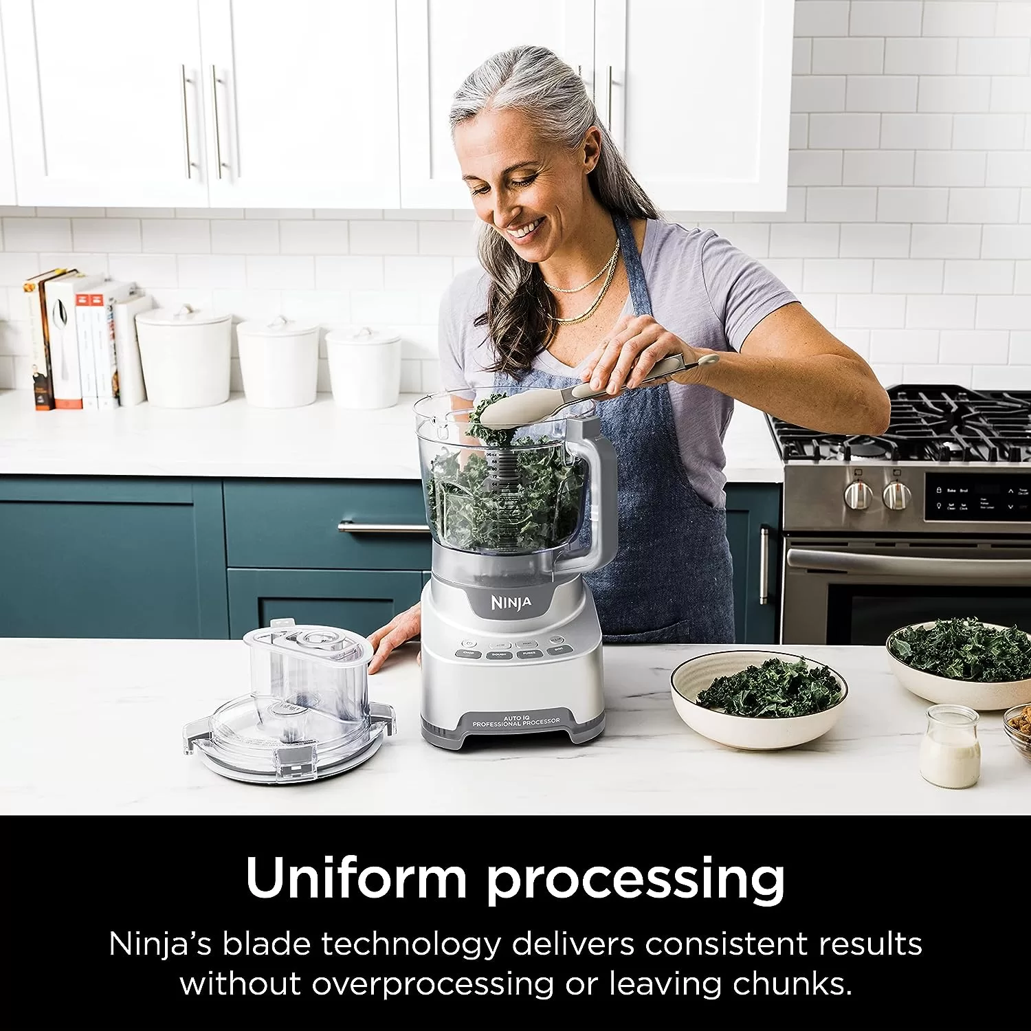 Ninja NF701 Professional XL Food Processor, 1200 Peak-Watts, 4-in-1, Feed Chute/Pusher,Silver