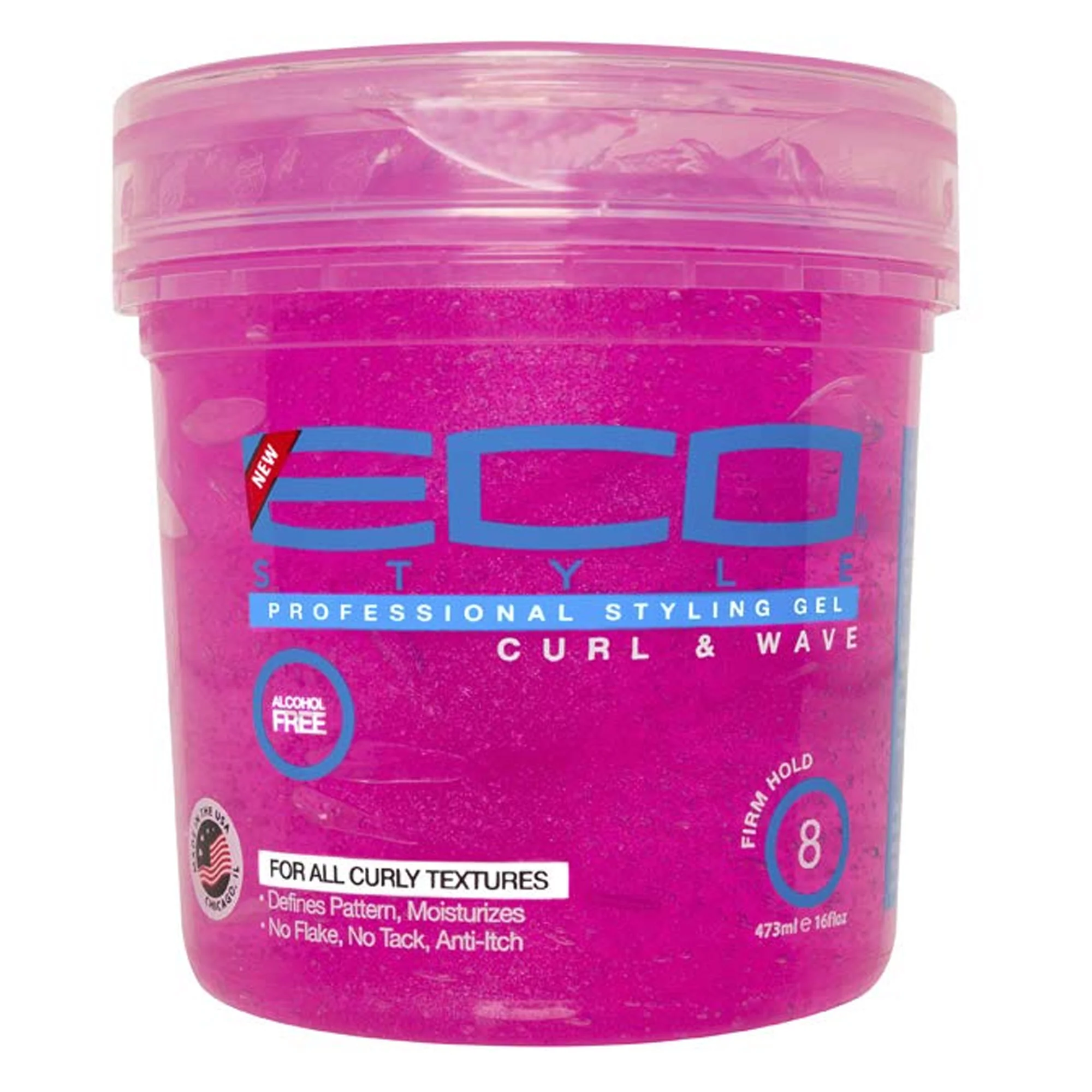 Eco Style Ecoco Curl and Wave Professional Hair Styling Gel, Firm Hold, Pink, 16 Ounce
