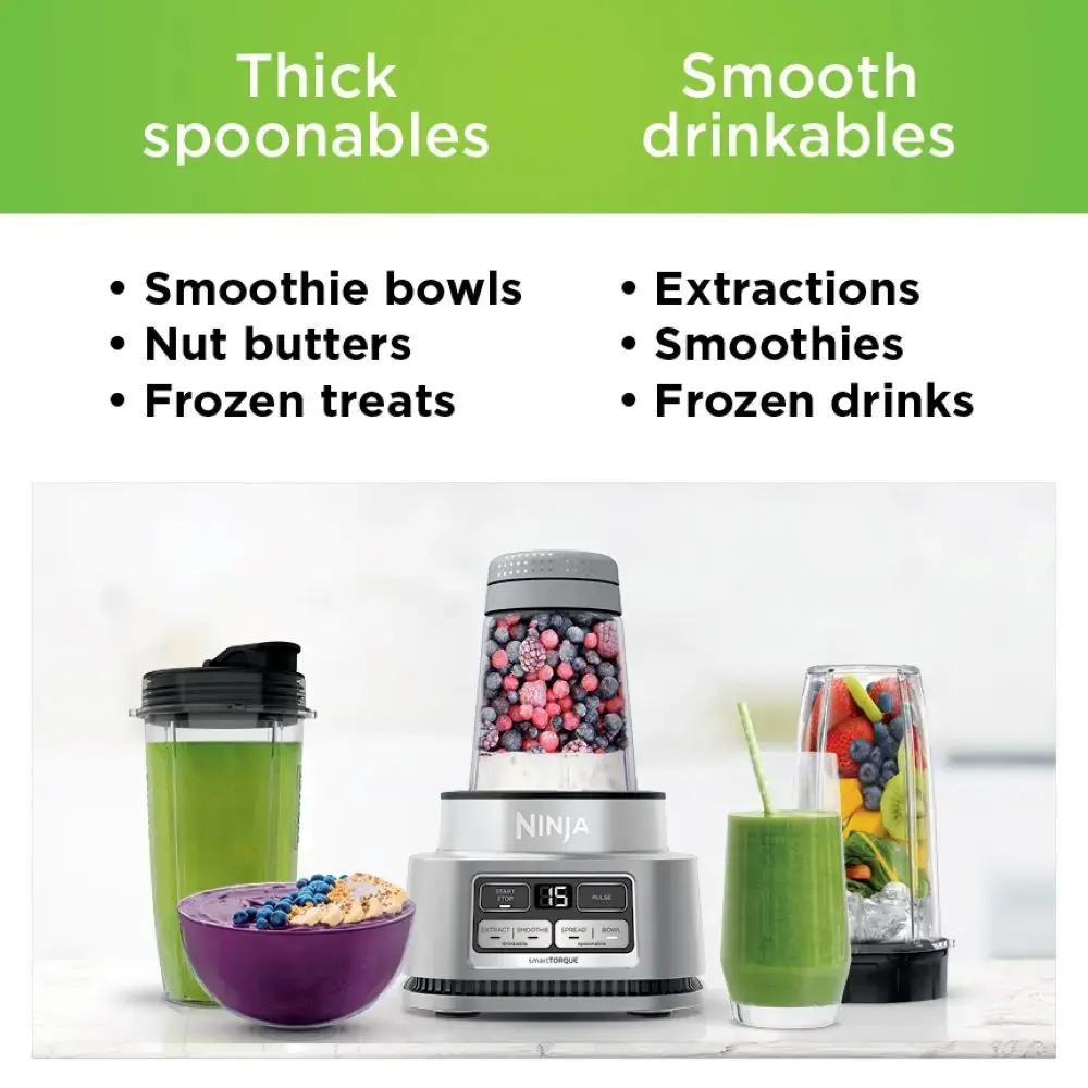 Ninja Foodi Smoothie Bowl Maker and Nutrient Extractor 1200WP smartTORQUE 4 Auto-iQ Presets Silver