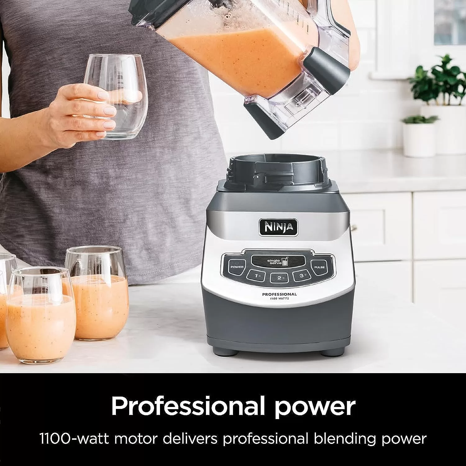 Ninja BL660 Professional Compact Smoothie Food Processing Blender, 1100-Watts, 3 Functions, Gray