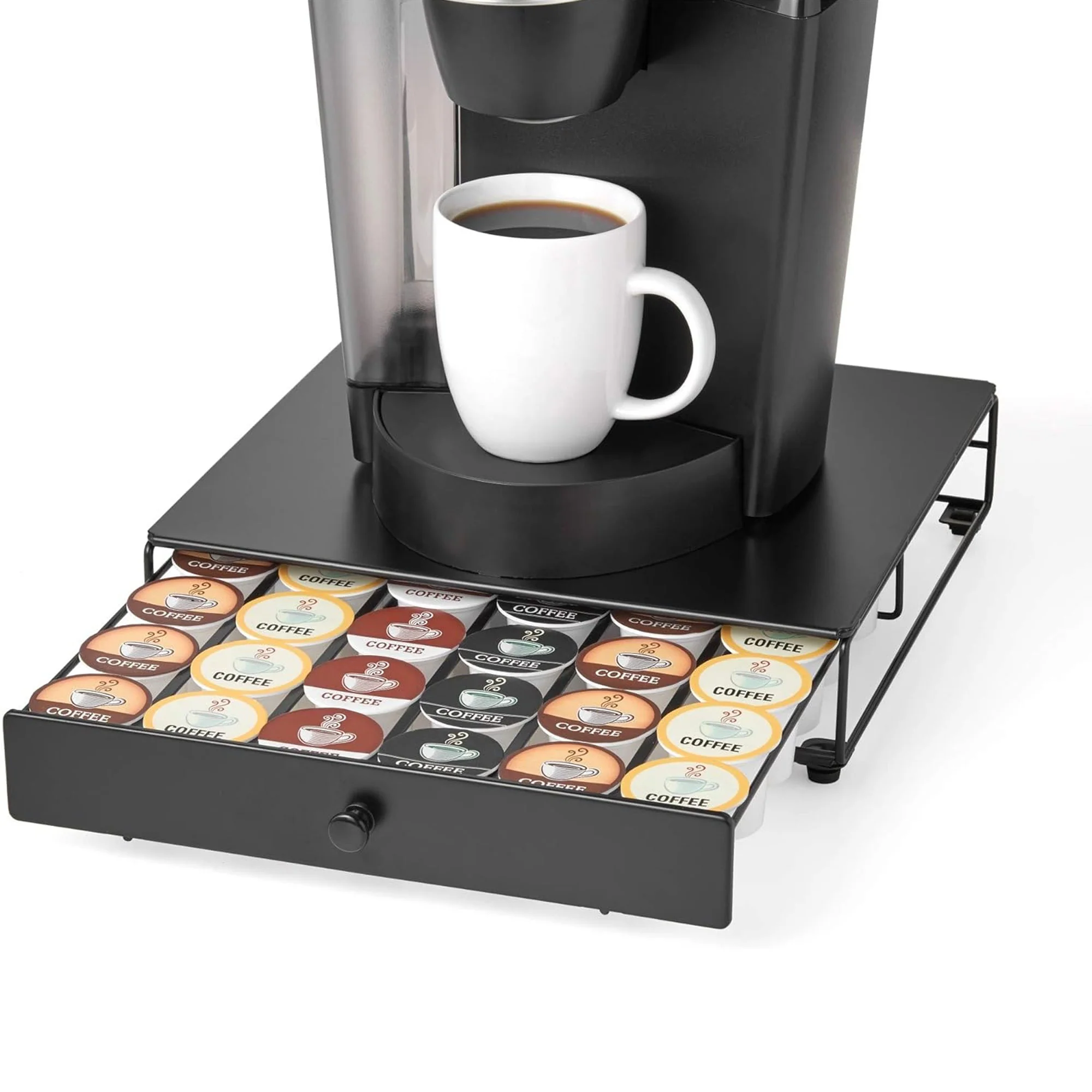 Nifty Compact Under Coffee K-Cups Pod Storage Drawer, 36 Pod Pack Holder, Black