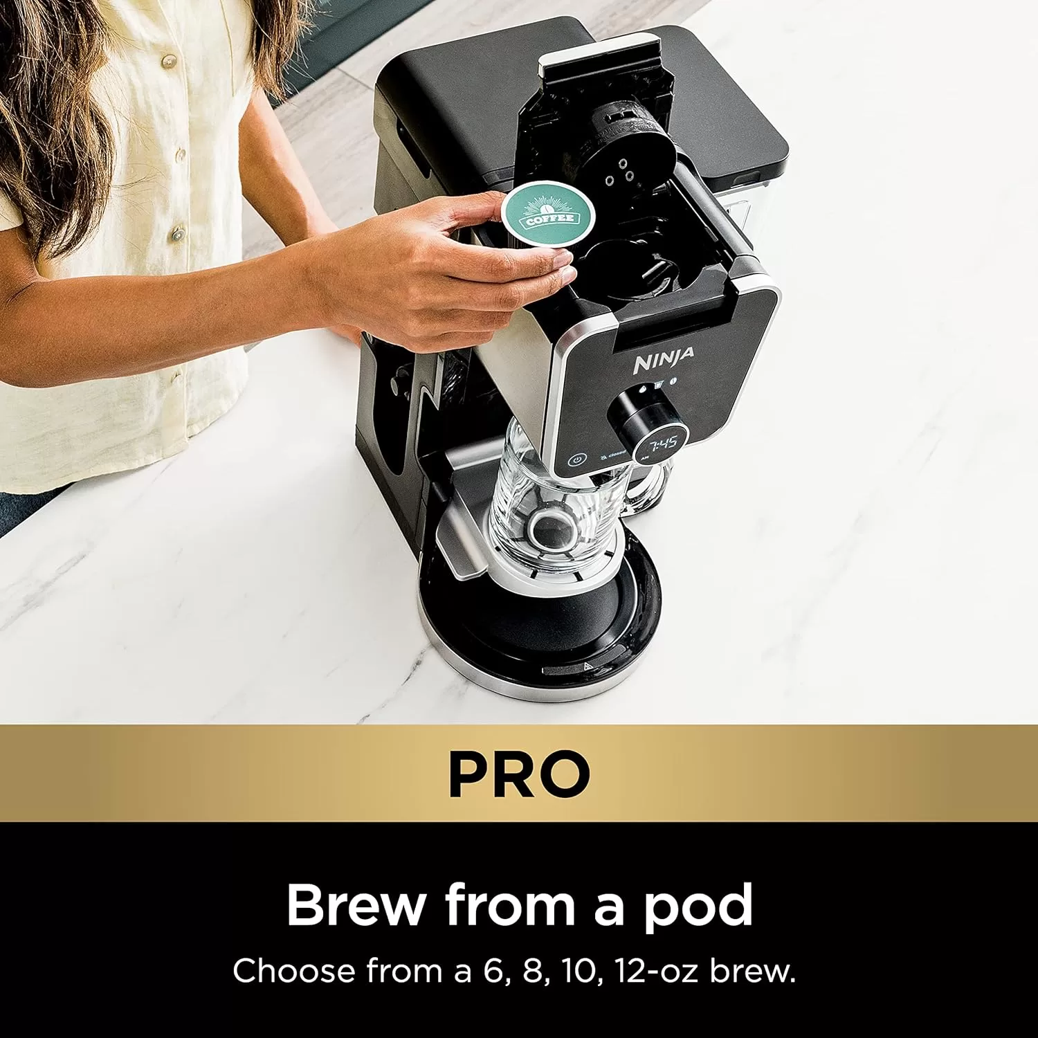 Ninja CFP301 DualBrew Pro Specialty 12-Cup Drip Maker with Glass Carafe, Single-Serve Grounds, Black