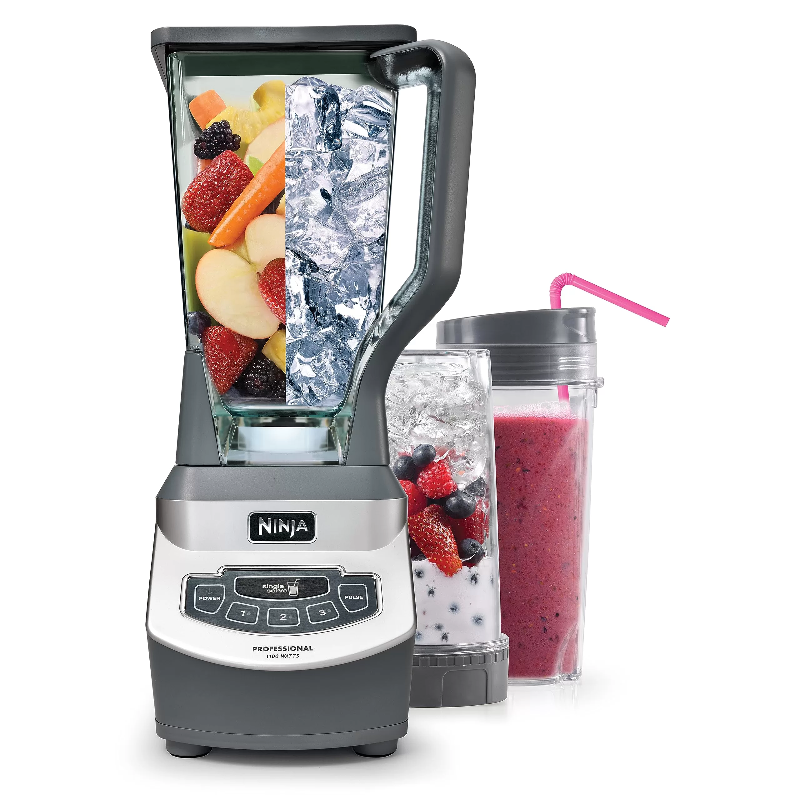 Ninja BL660 Professional Compact Smoothie Food Processing Blender, 1100-Watts, 3 Functions, Gray