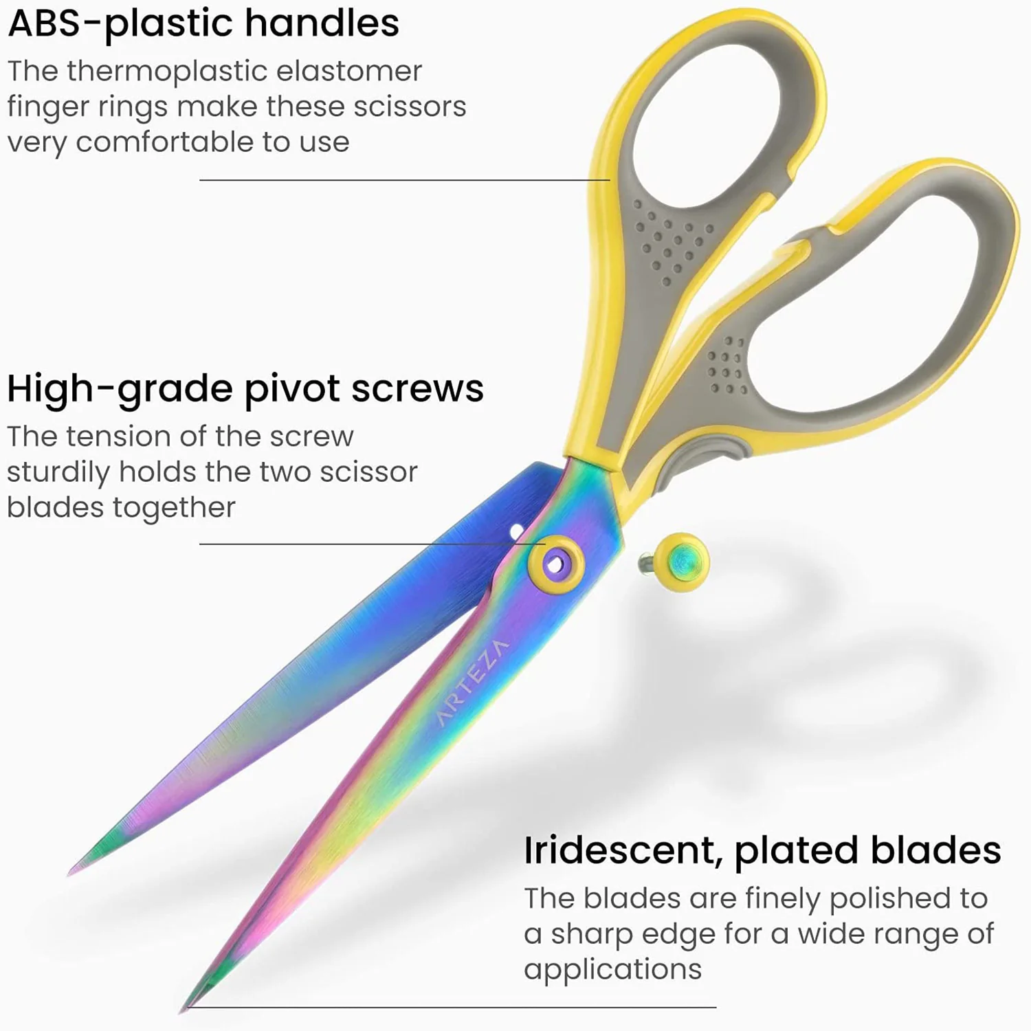 ARTEZA Titanium-Coated Stainless Steel Fabric Scissors, Set of 3 �C 7, 8.25, and 9 Inches