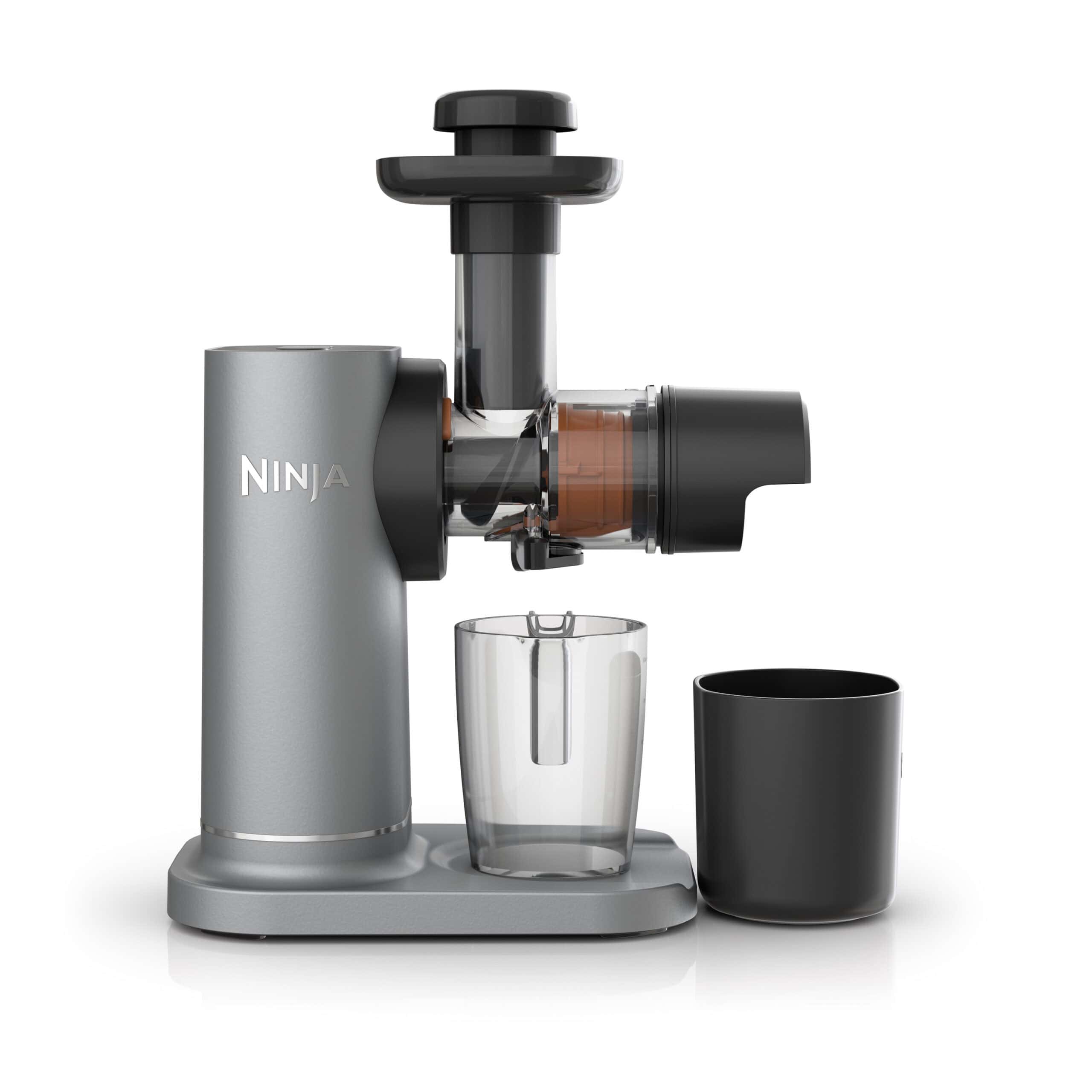 Ninja NeverClog 150 Watts Cold Press Juicer with 18oz Jug, 30oz Pulp Container, 2-Speed, Compact, Red