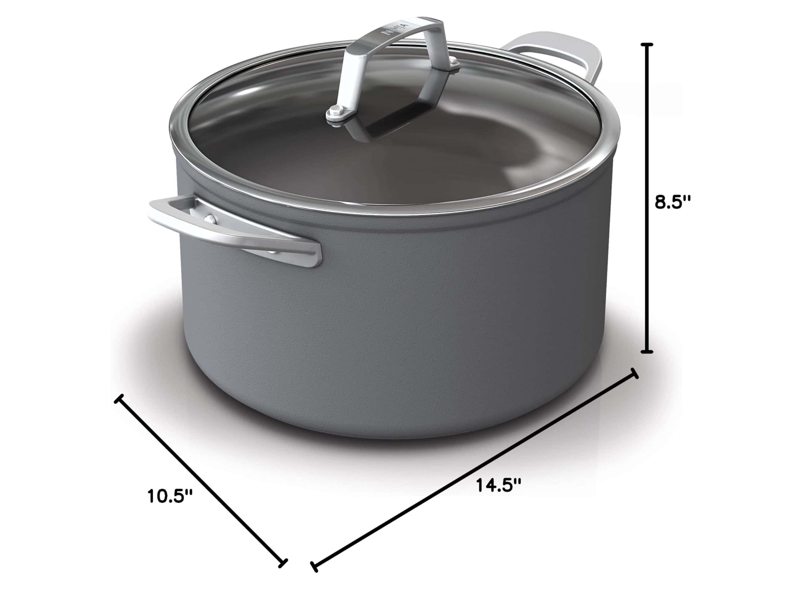Ninja C30480 Foodi NeverStick Premium 8-Quart Stock Pot with Glass Lid, Hard-Anodized, Slate Grey