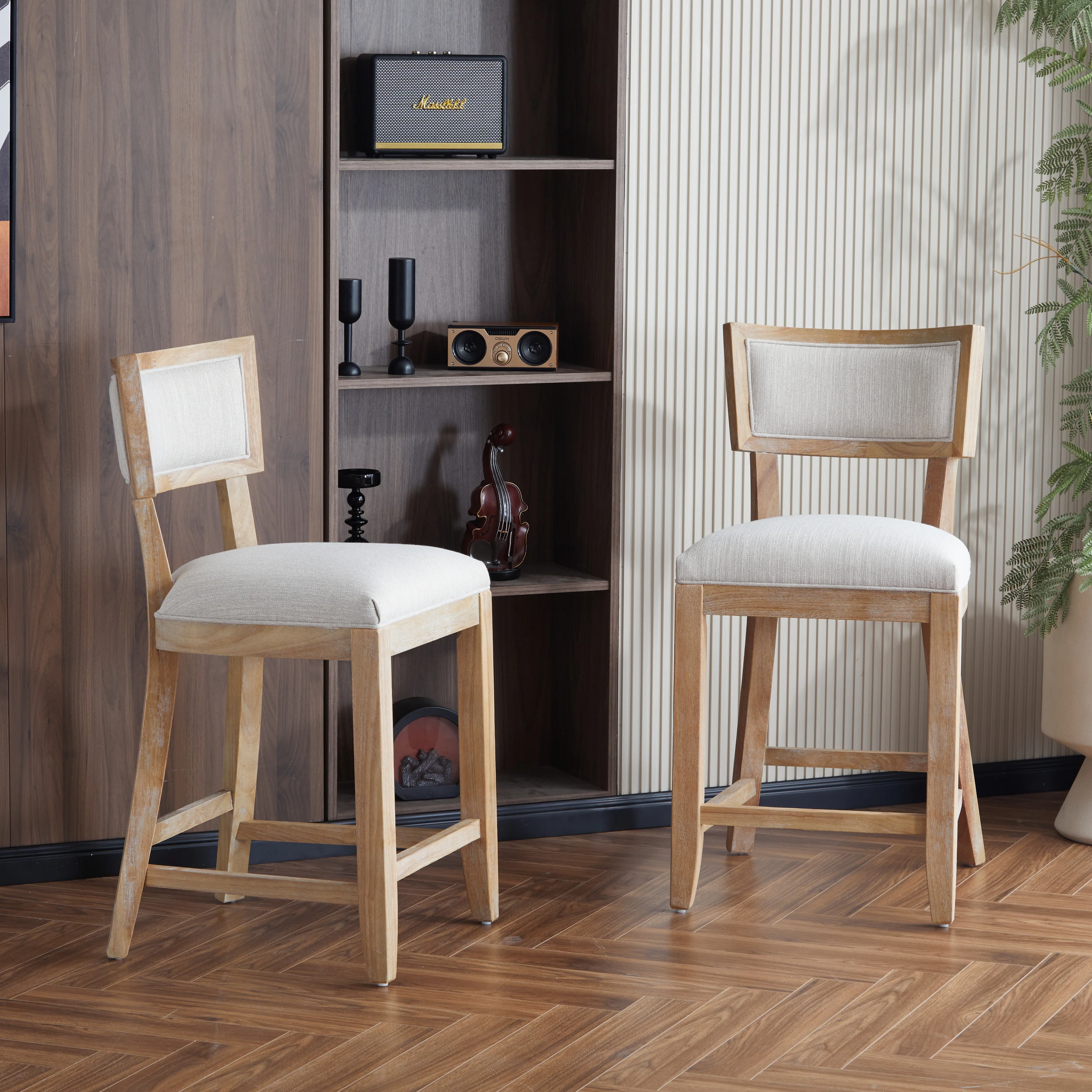 Natural Counter Stools, Set of 2