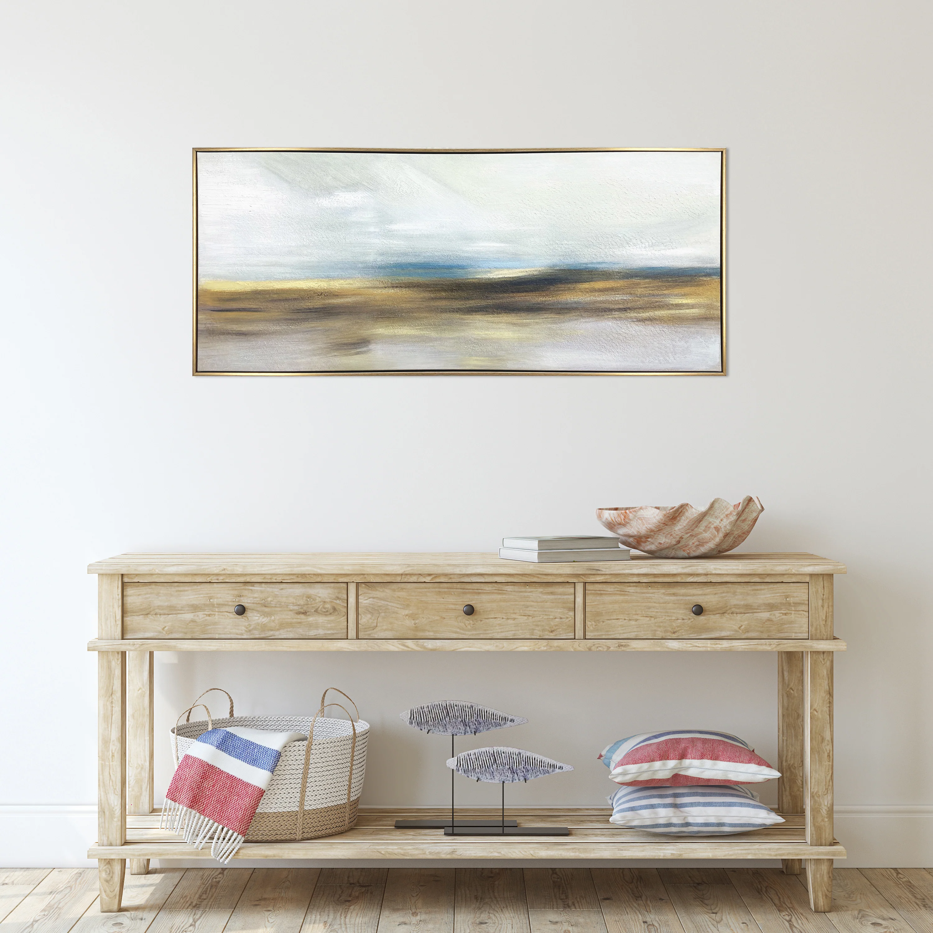 The Horizon Hand Painted Floating Framed Canvas Wall Art Print, 19x45