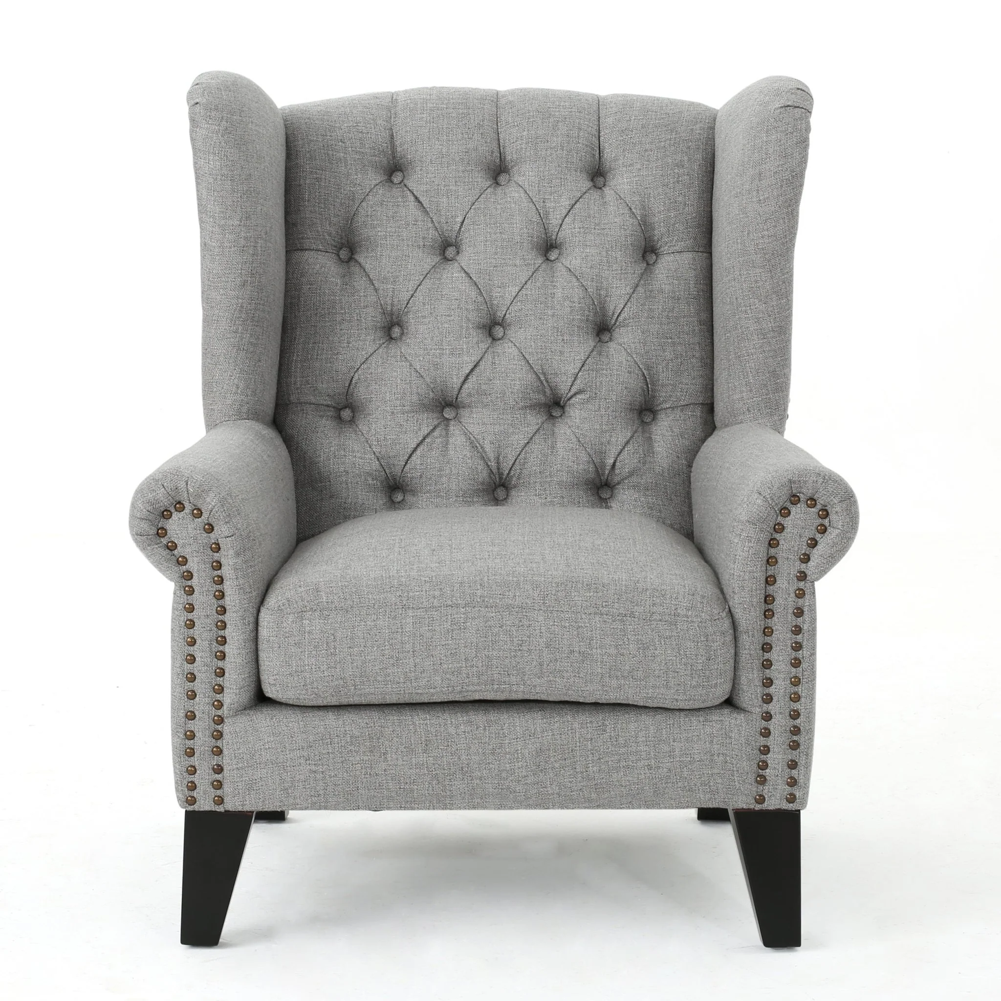 Cerebral Upholstered Wingback Chair with Diamond Tufting and Nailhead Trim