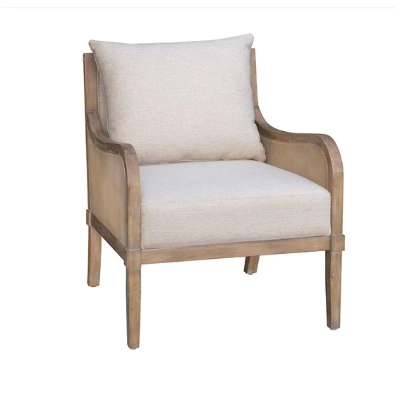 Upholstered Accent Chair with Removable Back Cushion and Curved Arms