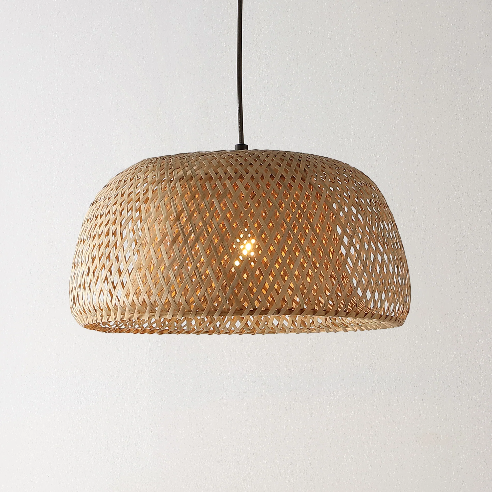 Mateo 1-Light Farmhouse Coastal Bamboo 180 Cord Plug-In or Hardwired LED Pendant