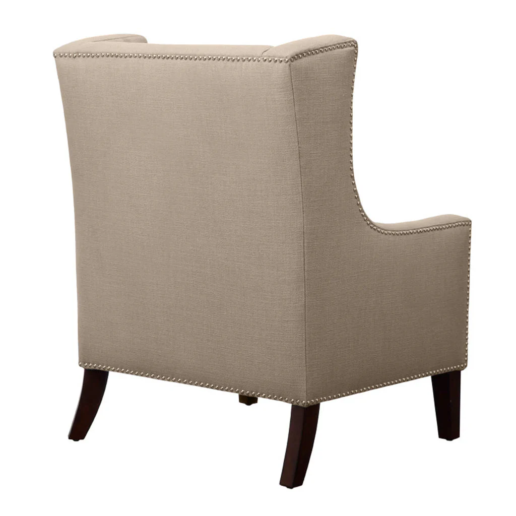 Upholstered Wingback Chair with Nailhead Trim and Removable Cushion