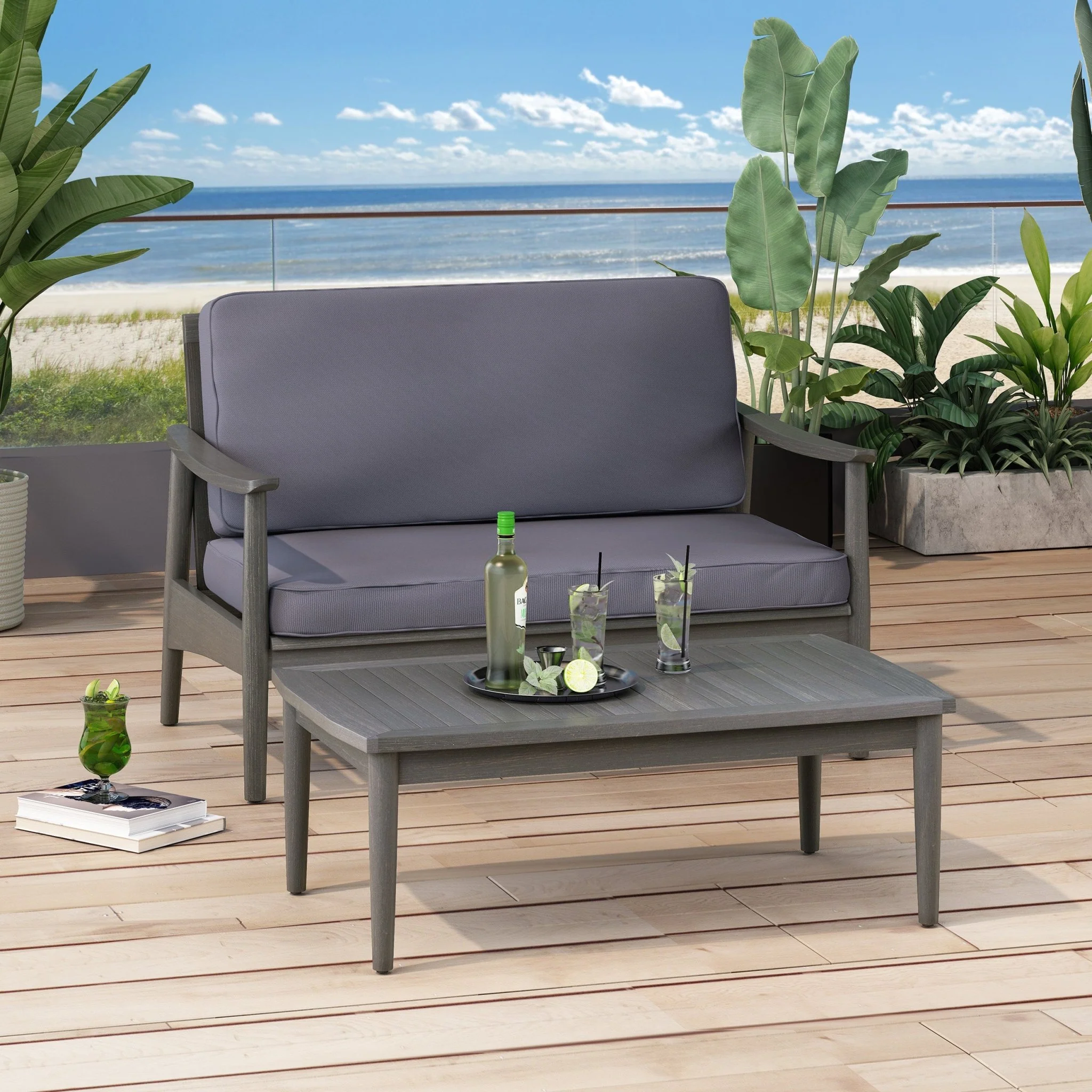 Outdoor Coffee Set with Loveseat