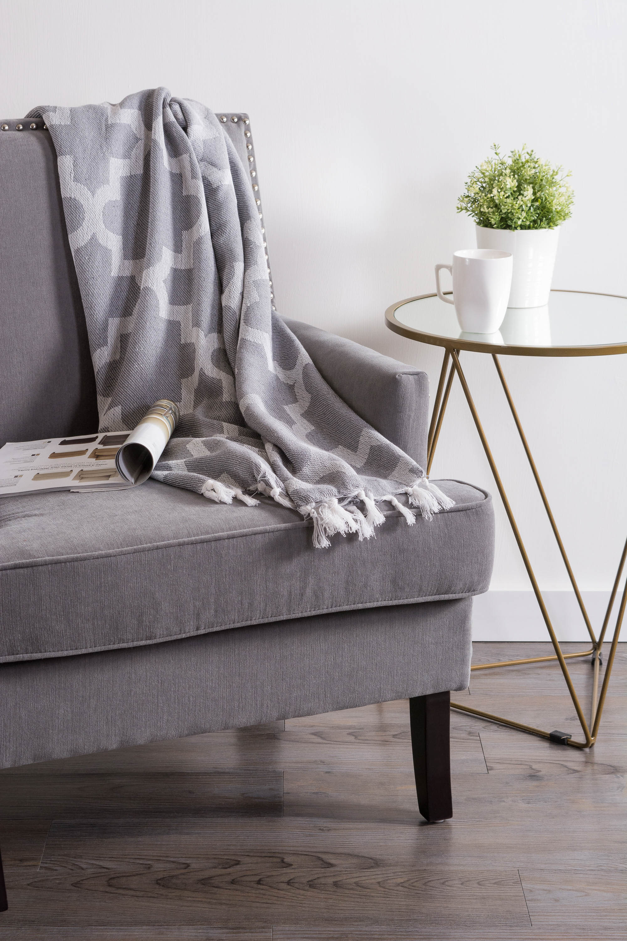 Gray Lattice Throw