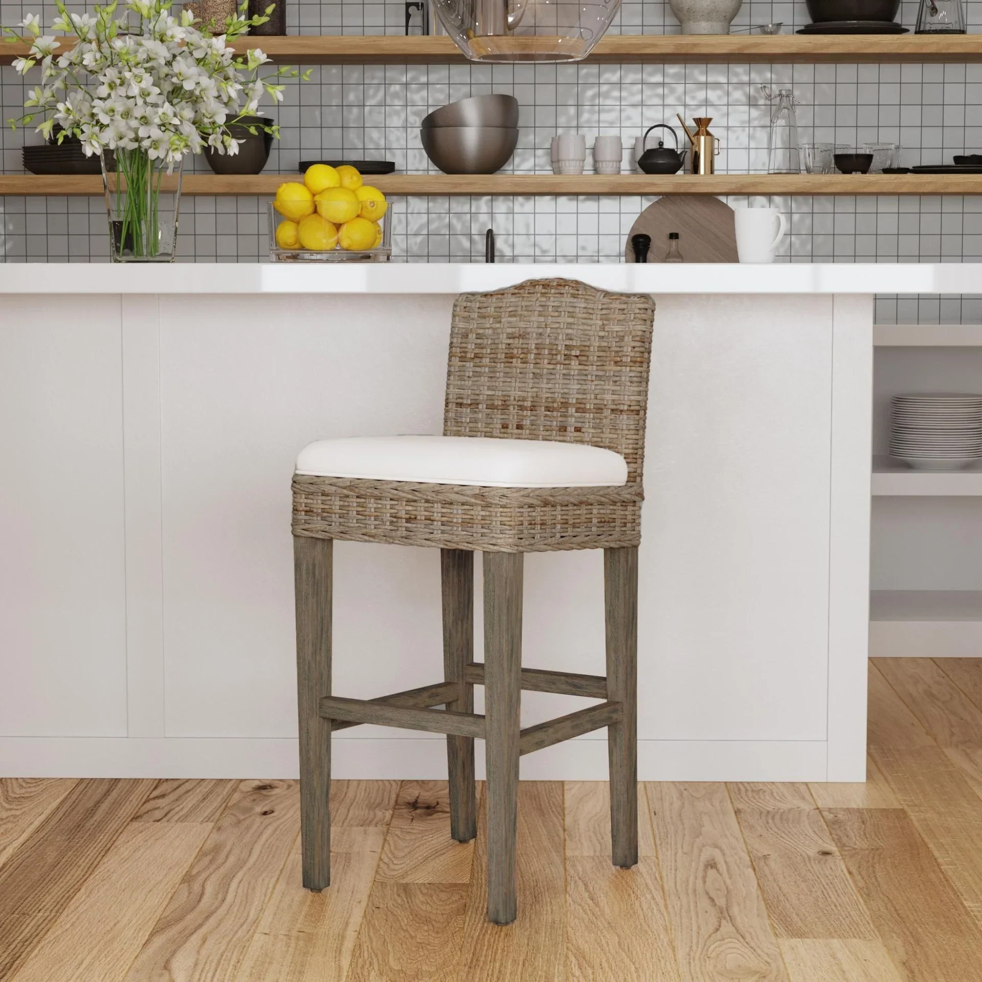 Bia Woven Rattan Bar Stool