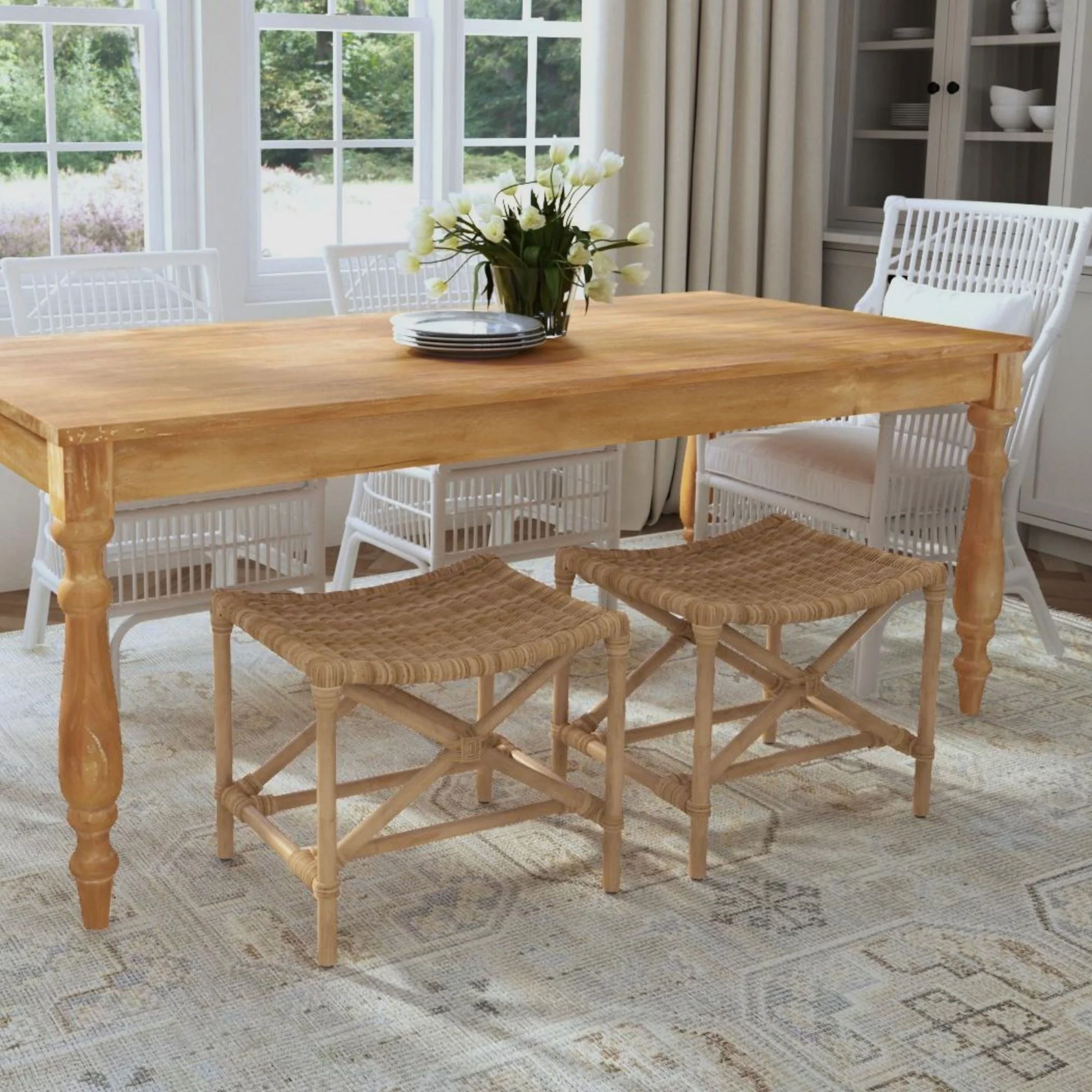 Rattan Woven Director Stool